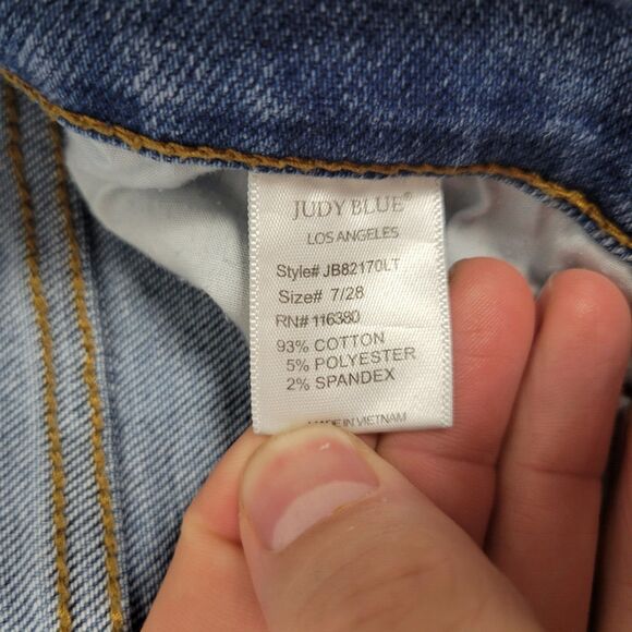 JUDY BLUE JB82170LT Boyfriend Fit Hi Rise Skinny Denim Blue Jeans SIZE 7 28 - Picture 12 of 13
